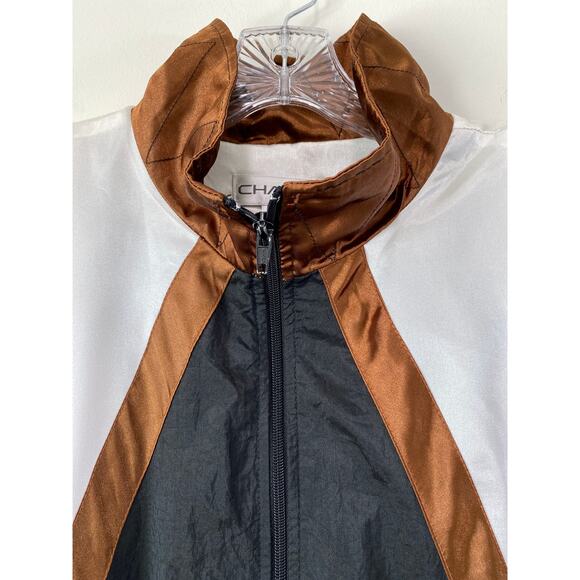 VTG Chaver Windbreaker Bomber Track Jacket Unisex Sz L 80s 90s Satin Colorblock - Picture 3 of 9